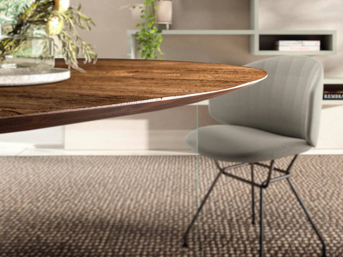 mesa redonda con tablero delgado de madera | Mesa Air Slim | LAGO