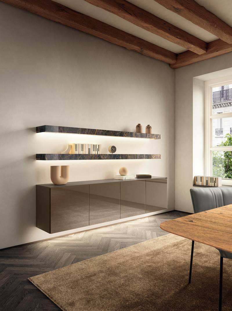 modern wall-mounted sideboard with shelves | Sideboard 36e8 | LAGO