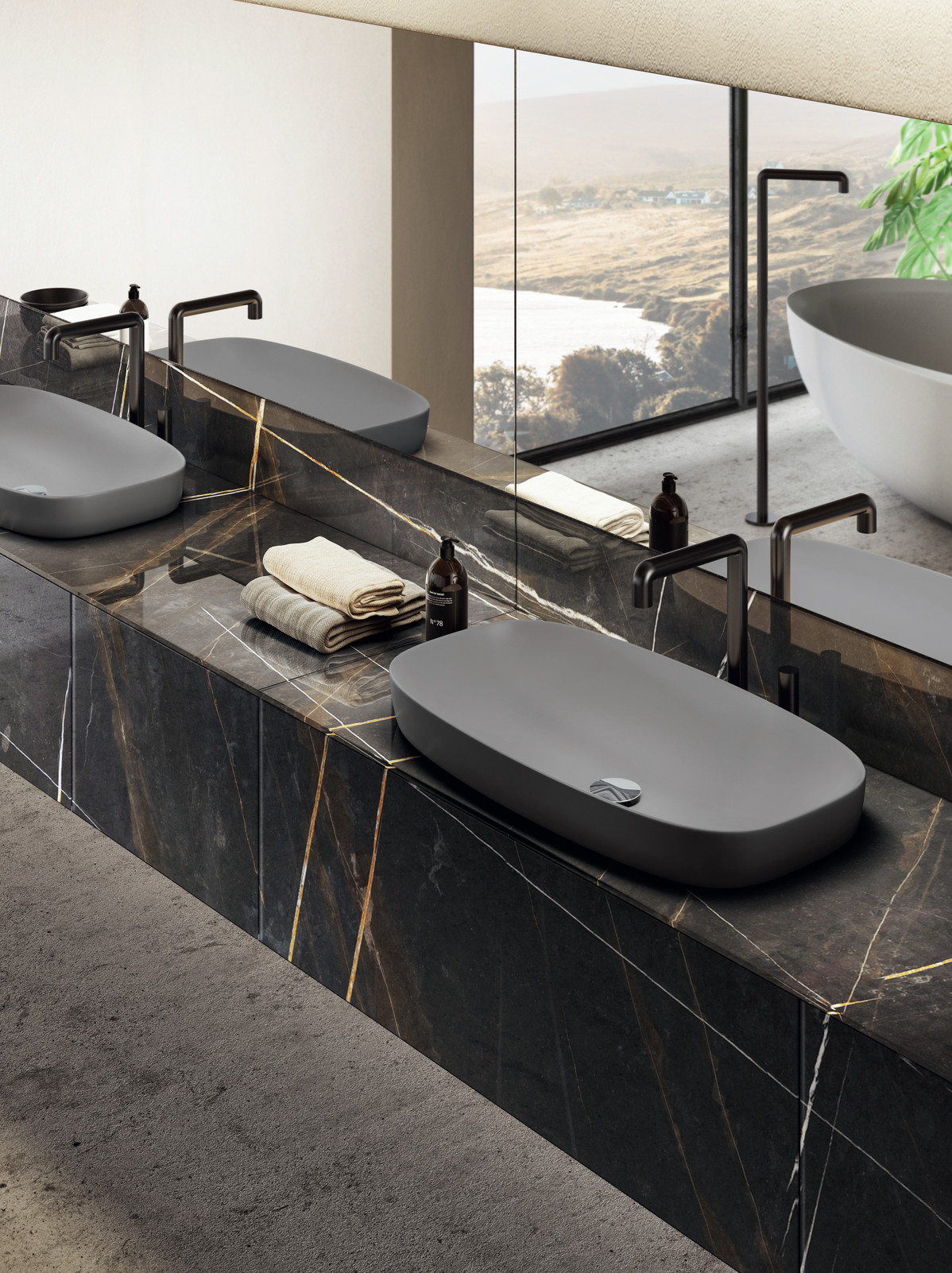 lavabo en cerámica con cajonera mármol | Lavabo Kera | LAGO