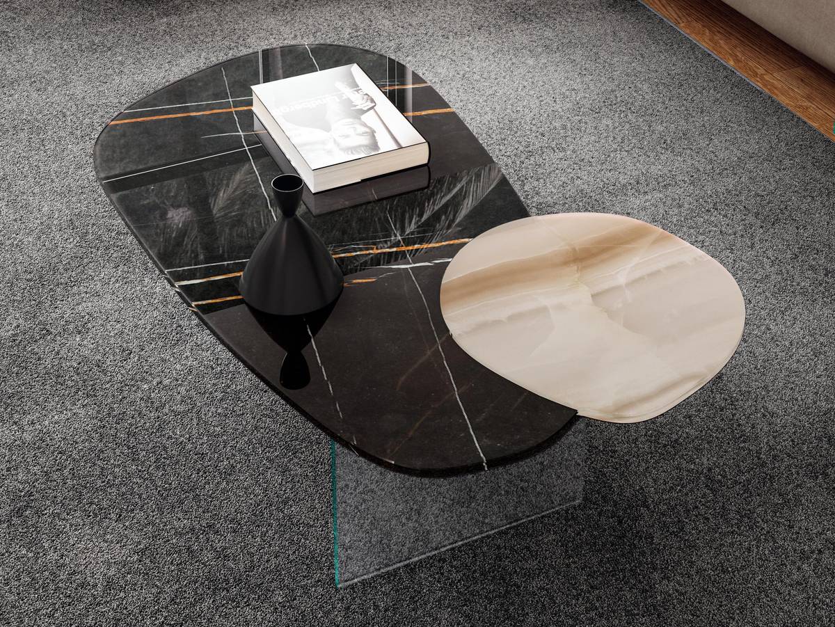 tavolino soggiorno in marmo chiaro e scuro | Tavolino Blendie| LAGO