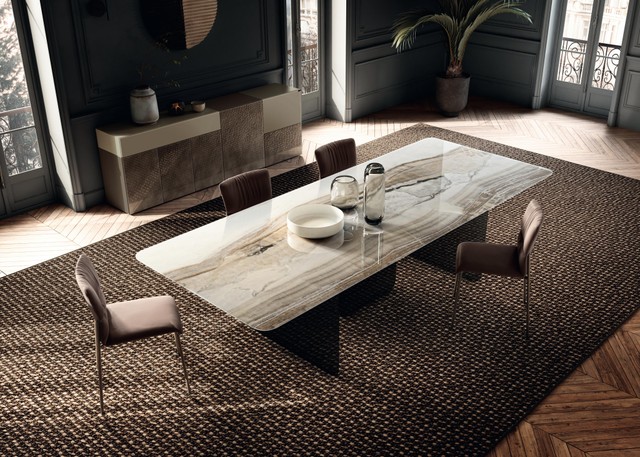 design table in clear xglass marble | Air Soft Table | LAGO