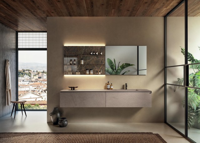 mobile sospeso bagno con specchio | Lavabo Klif | LAGO
