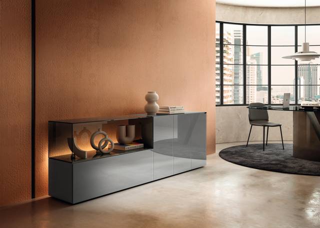 madia moderna in vetro grigia | Madia 36e8 Glass | LAGO