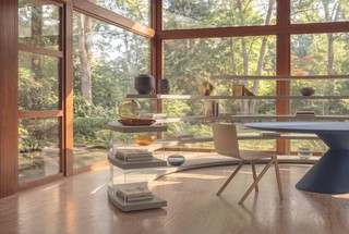 Bibliothèque incurvée en bois et verre | Bibliothèque Air Roundy | LAGO