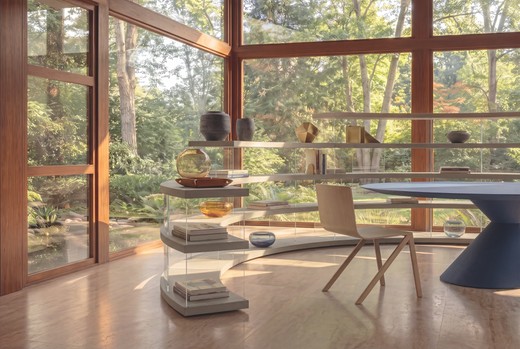 Bibliothèque incurvée en bois et verre | Bibliothèque Air Roundy | LAGO