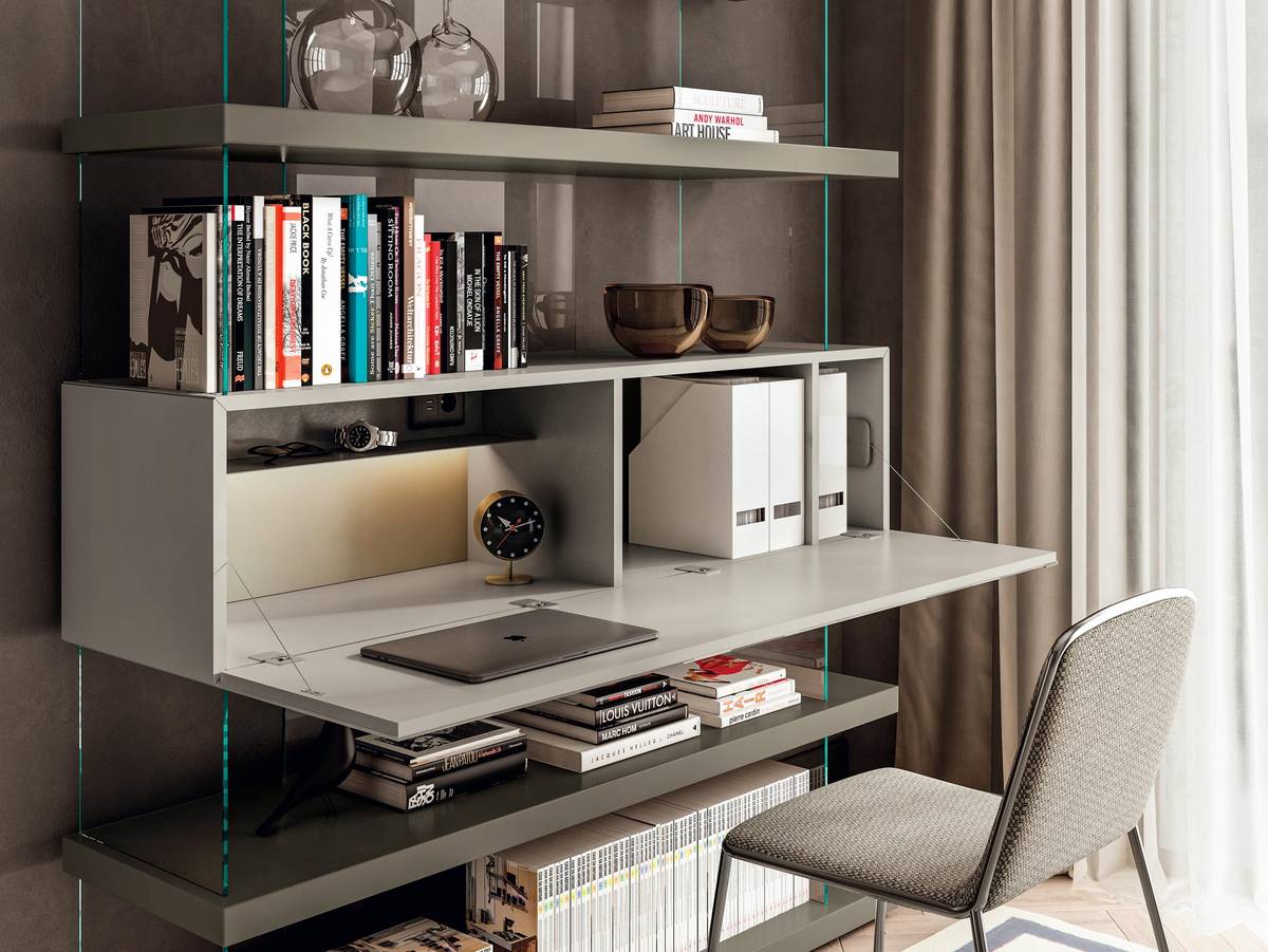 floating bookcase with hidden desk | Home Office | LAGO