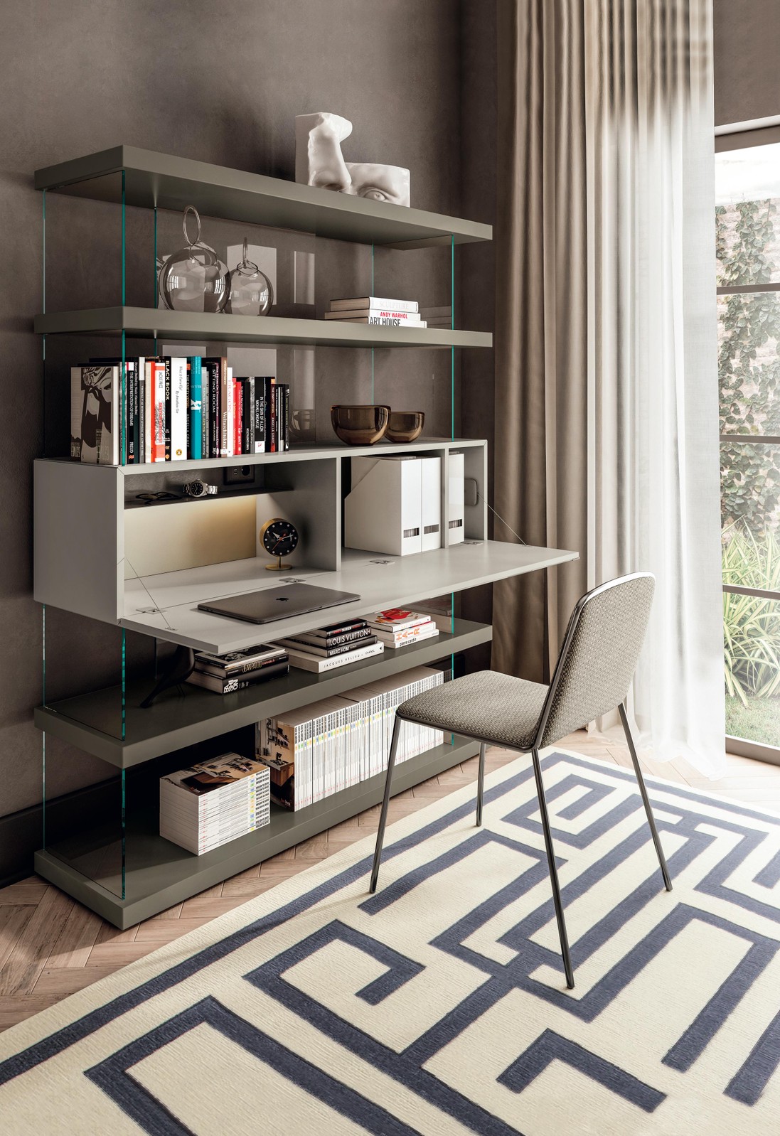 libreria sospesa con scrivania a scomparsa | Home Office | LAGO