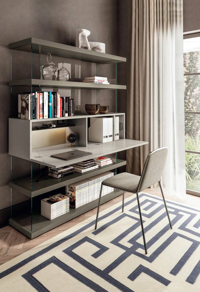 floating bookcase with hidden desk | Home Office | LAGO