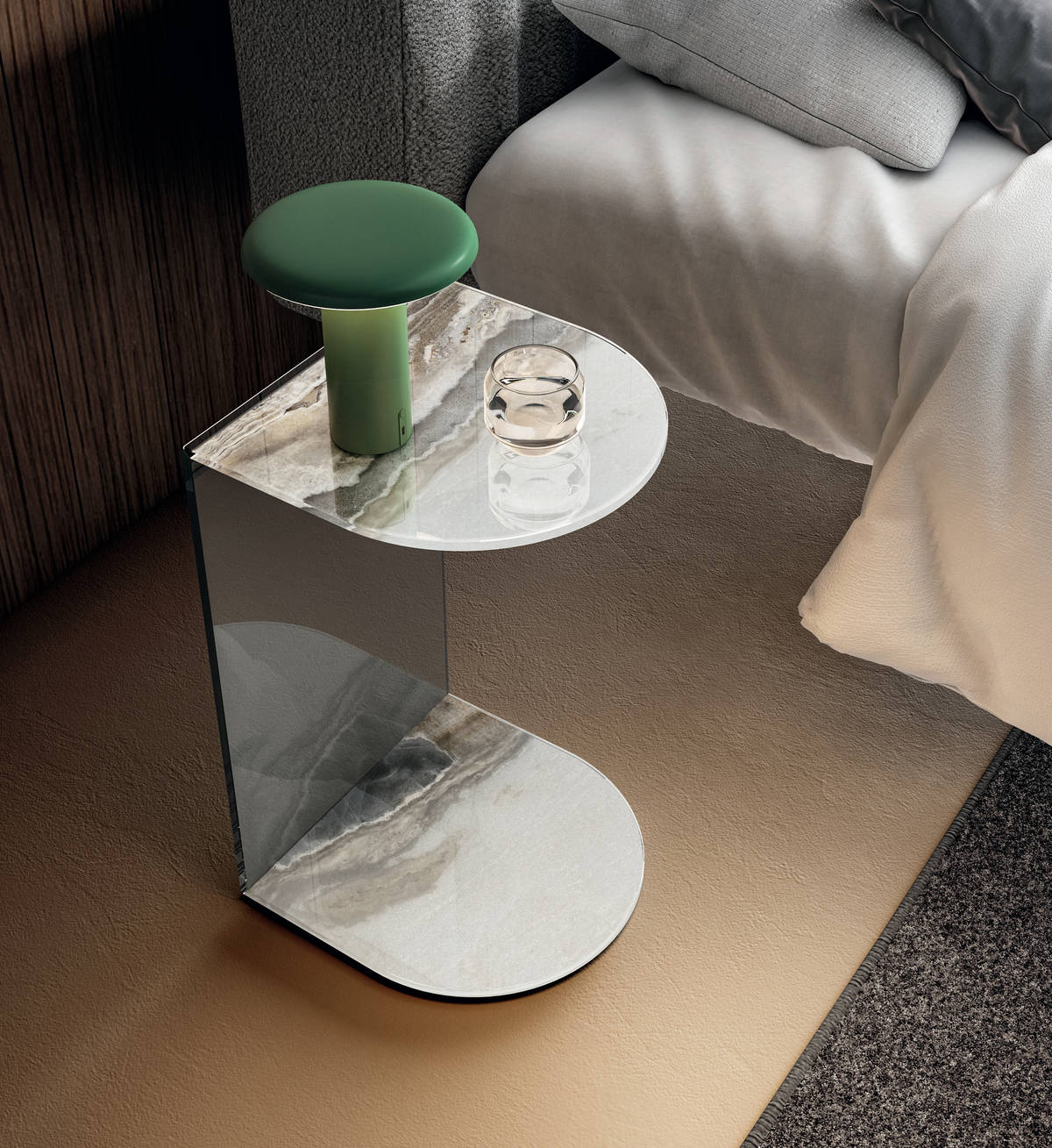 glass bedside table for bedroom | Tell Bedside Table | LAGO glass bedside table for bedroom | Tell Bedside Table | LAGO