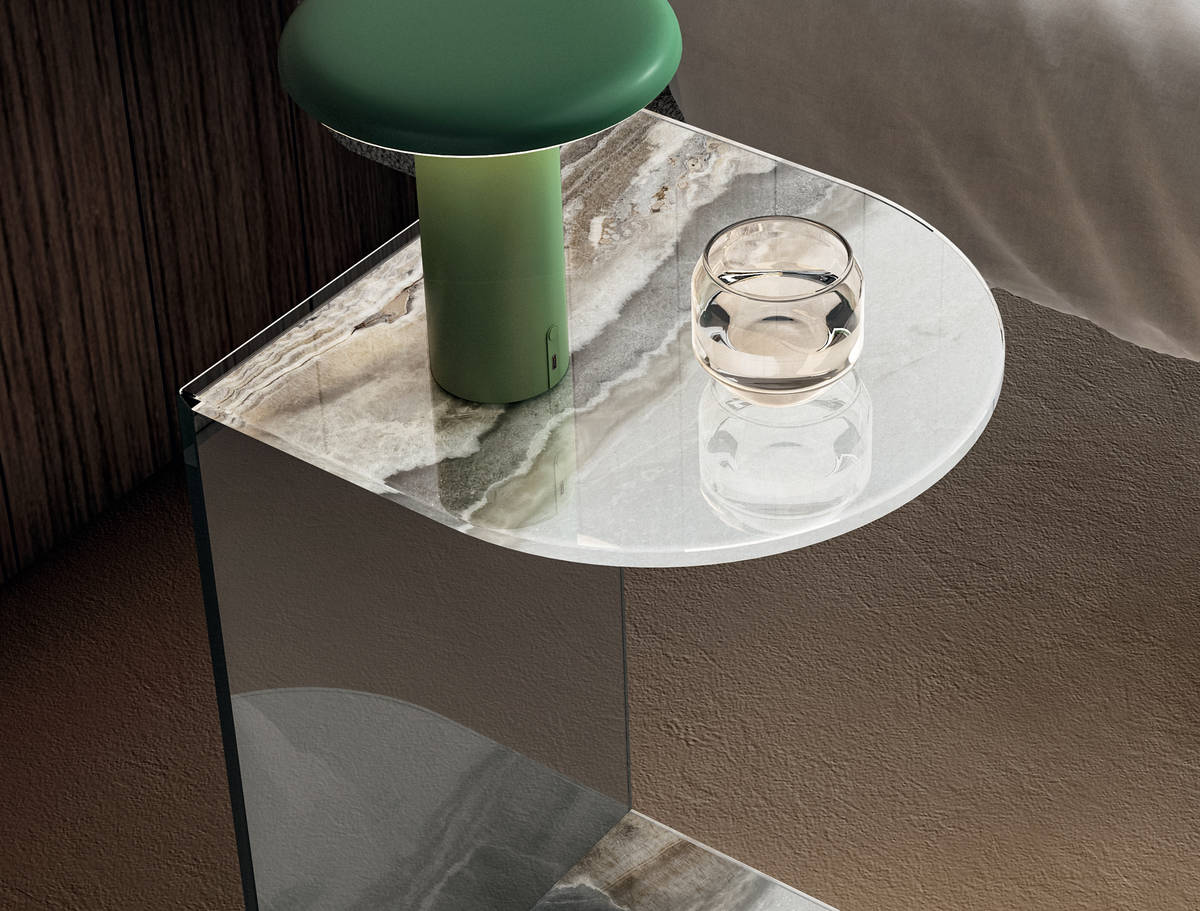 mesita de noche de cristal para dormitorio | Mesita de Noche Tell | LAGO mesita de noche de cristal para dormitorio | Mesita de Noche Tell | LAGO