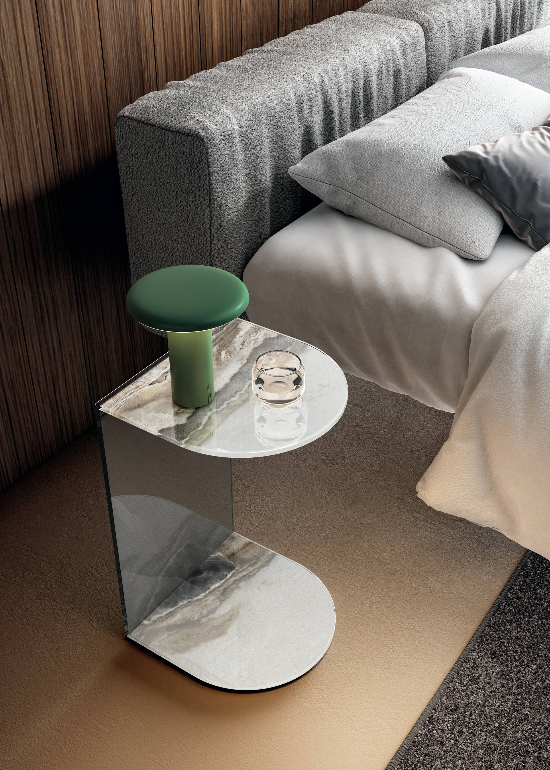 glass bedside table for bedroom | Tell Bedside Table | LAGO