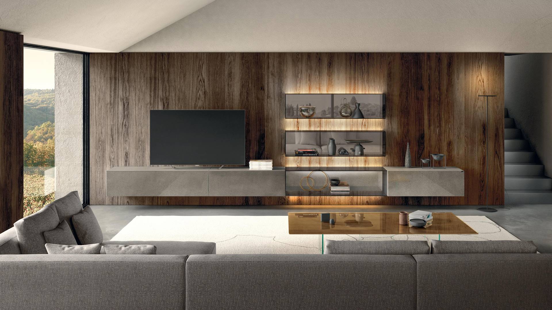 mobili soggiorno moderno di design | Parete Attrezzata 36e8 | LAGO