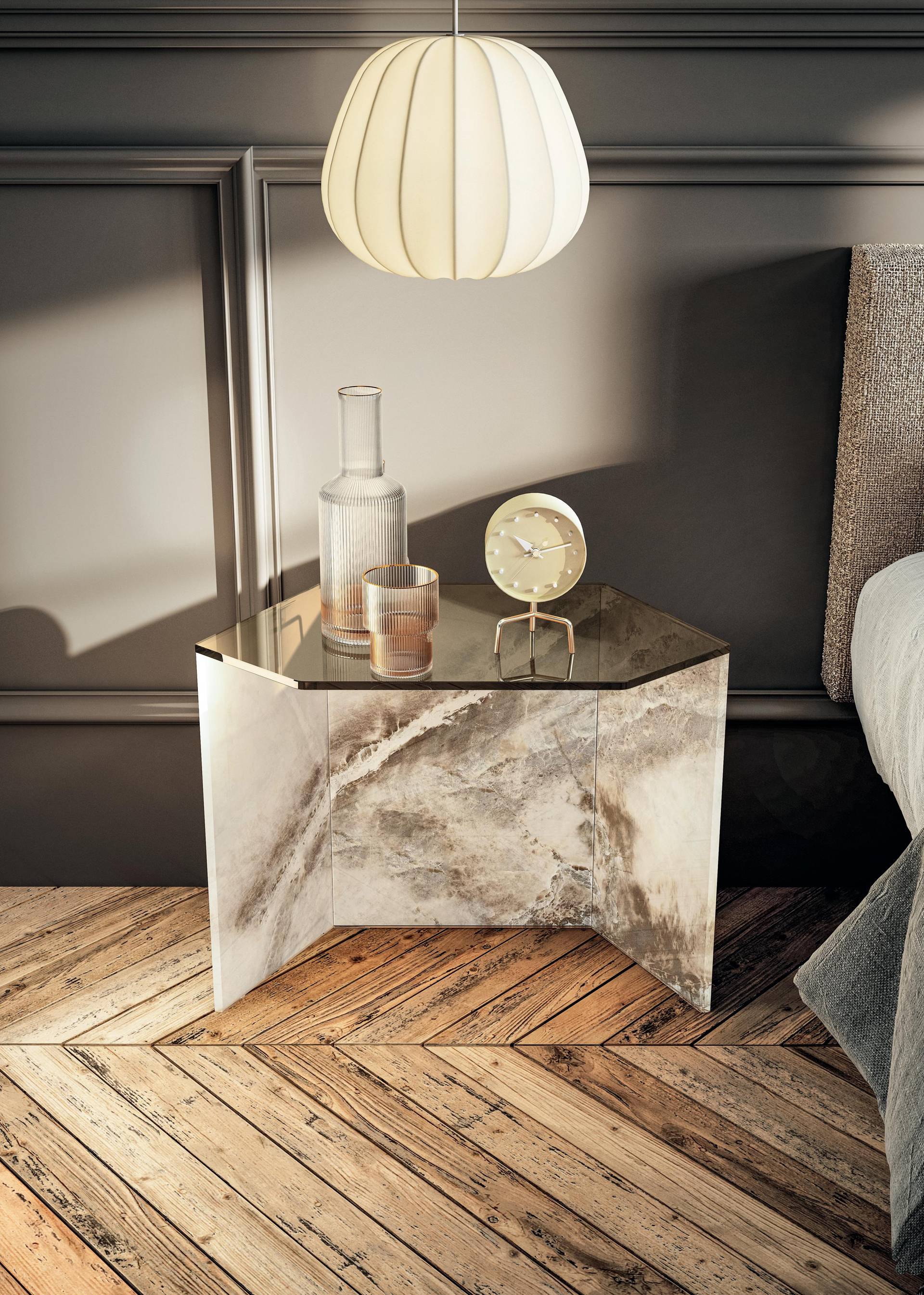 modern design glass bedside table | Livre Bedside Table | LAGO