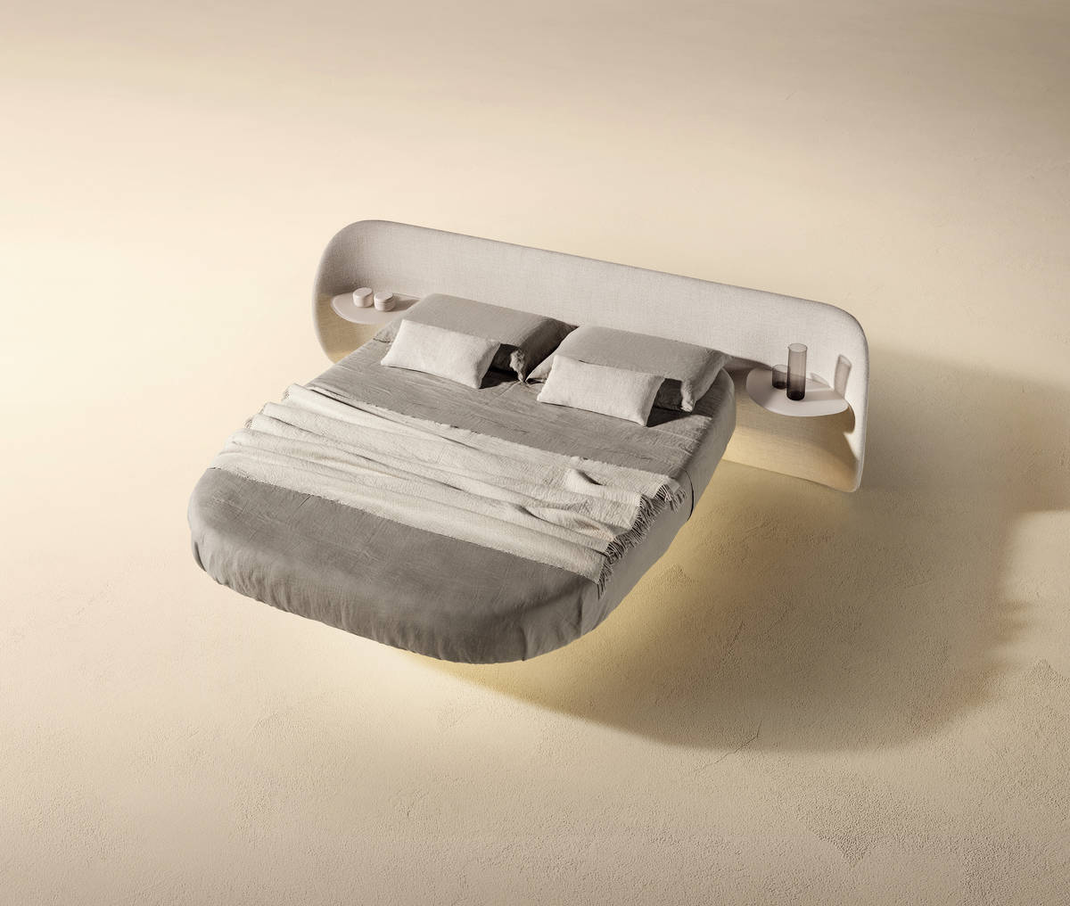 shaped bed with glass legs| Air Roundy Bed | LAGO shaped bed with glass legs| Air Roundy Bed | LAGO