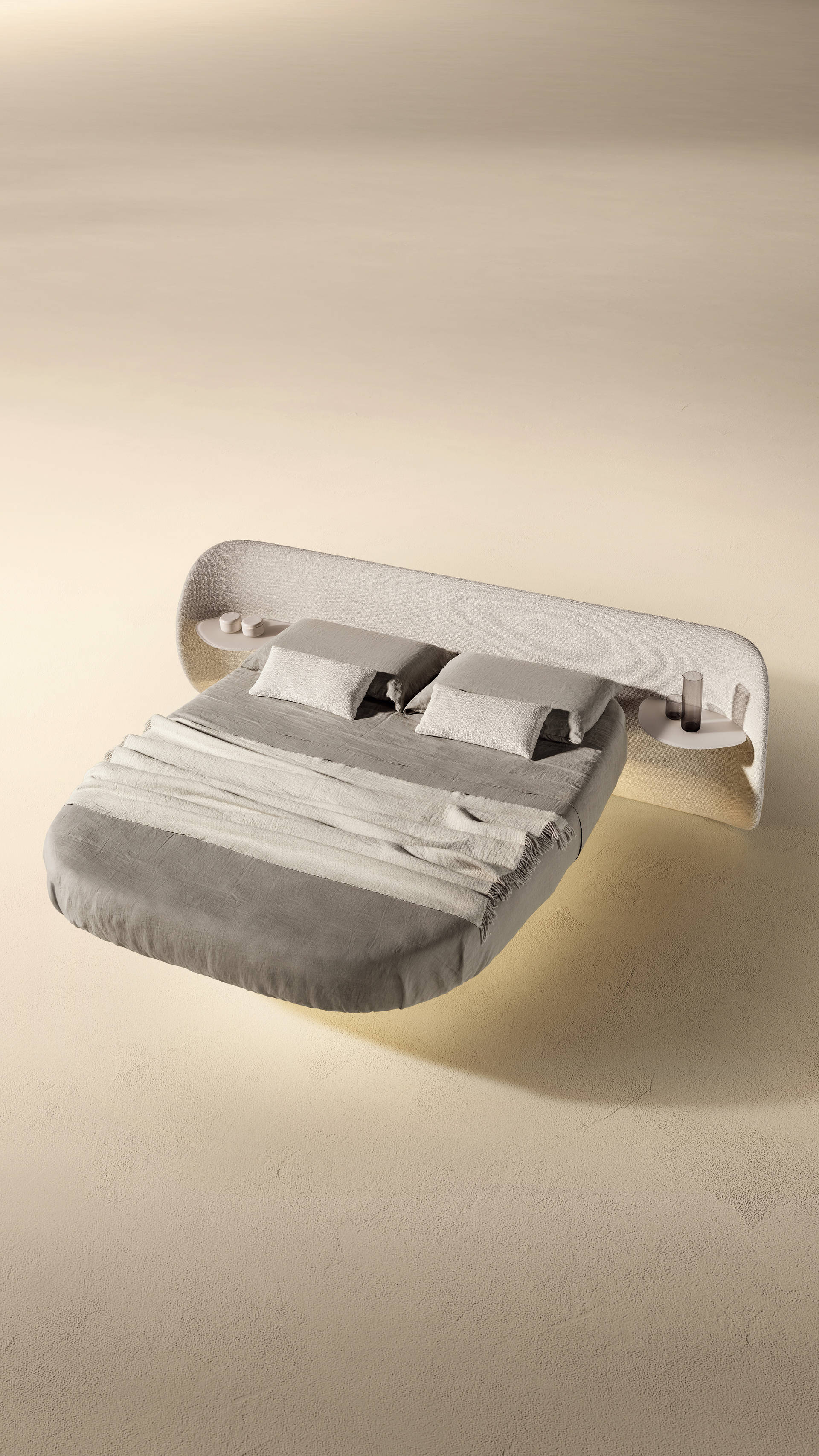 shaped bed with glass legs| Air Roundy Bed | LAGO shaped bed with glass legs| Air Roundy Bed | LAGO