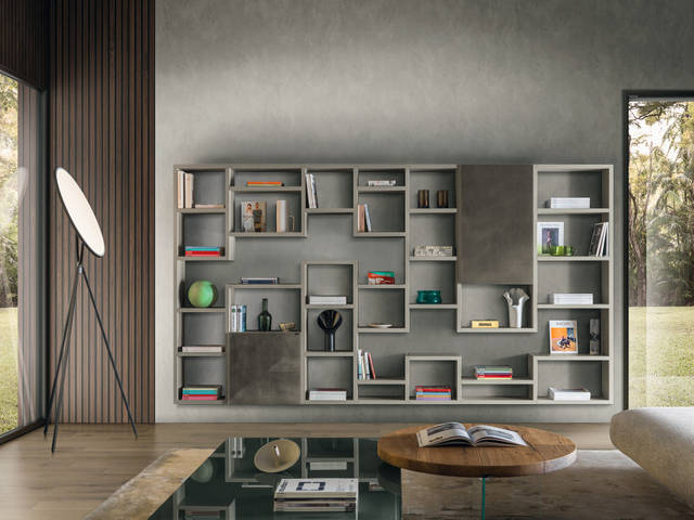bibliothèque grise sur mesure | Bibliothèque 30mm | LAGO