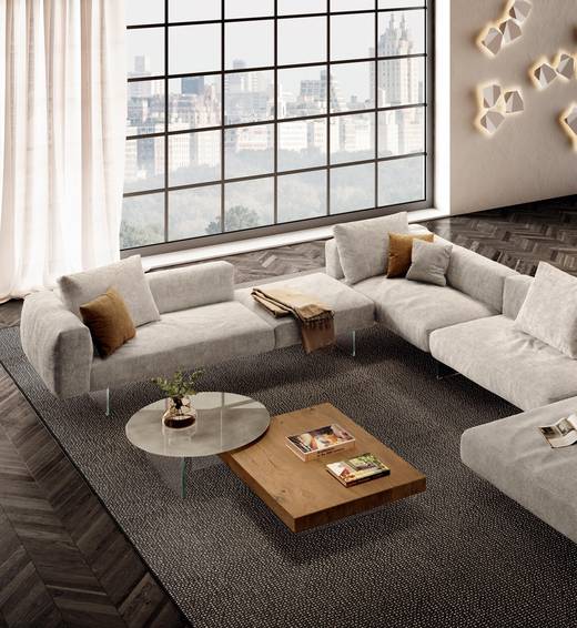 sofá esquinero con península para salón moderno | Sofá Air Soft | LAGO