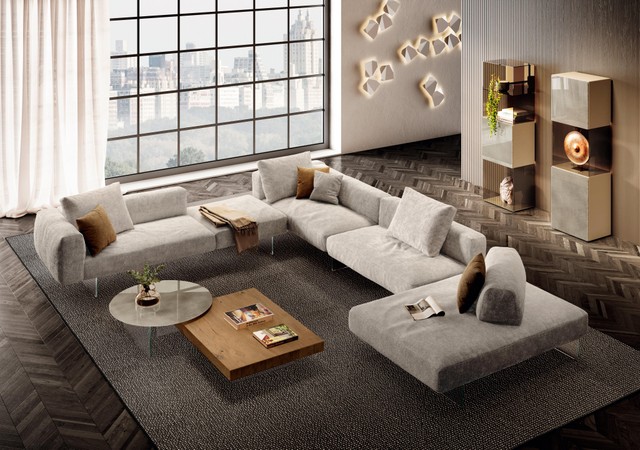 corner sofa with peninsula for modern living room | Air Soft Sofa | LAGO