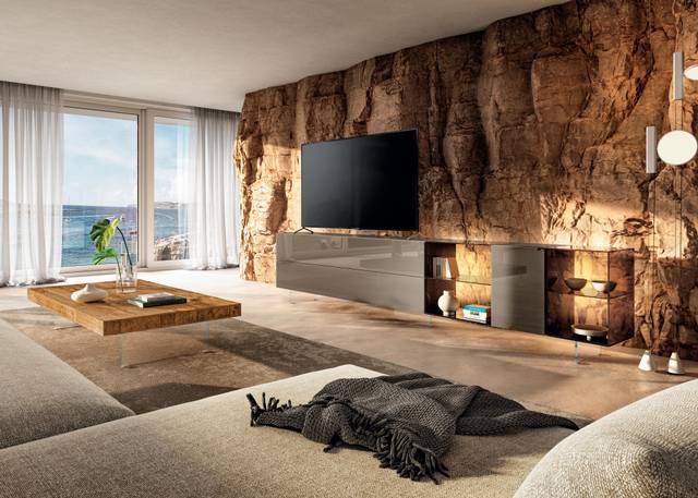 meuble TV moderne en verre marron | Meuble TV 36e8 Glass | LAGO
