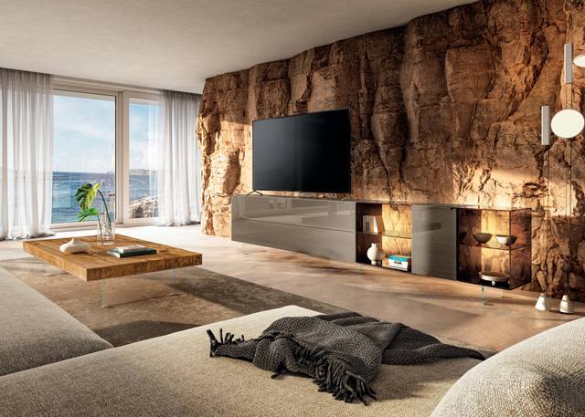 mobile tv moderno in vetro marrone | Mobile Tv 36e8 Glass | LAGO