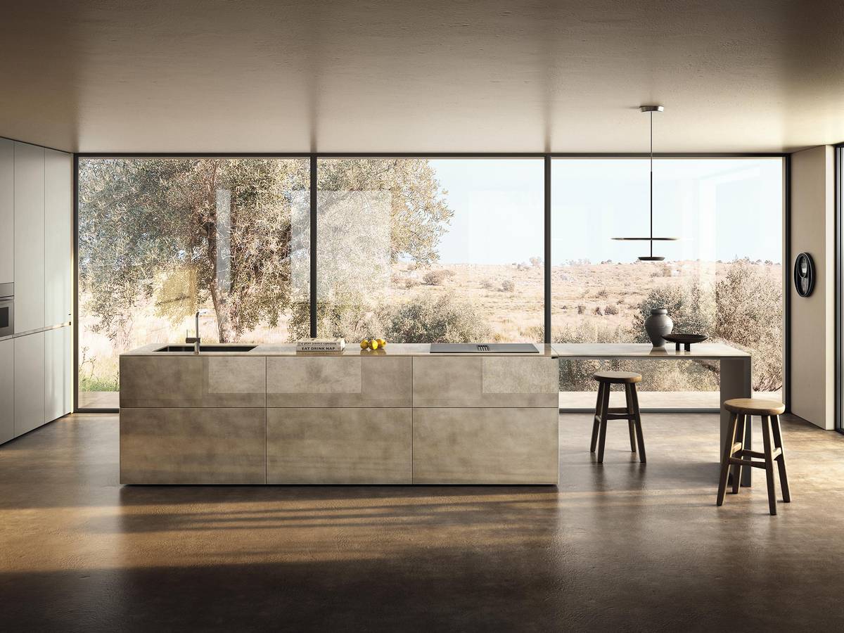 cucina ad isola in vetro con dispensa | Cucina 36e8 Cut | LAGO cucina ad isola in vetro con dispensa | Cucina 36e8 Cut | LAGO