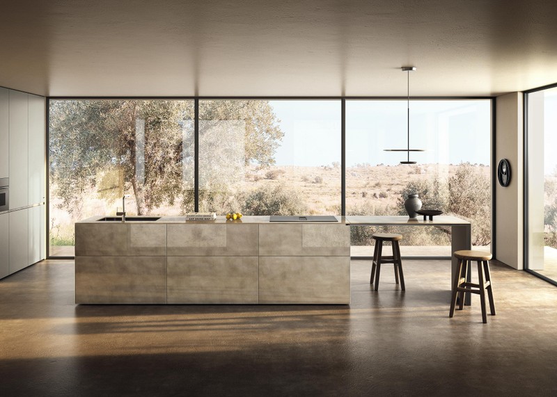 cucina ad isola in vetro con dispensa | Cucina 36e8 Cut | LAGO