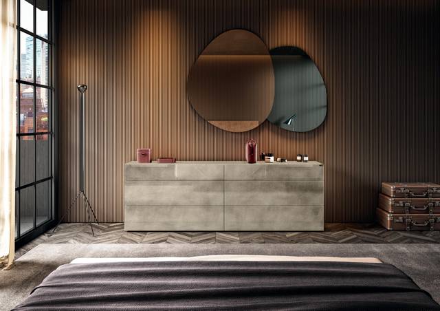 comò camera da letto in vetro grigio | Comò 36e8 | LAGO comò camera da letto in vetro grigio | Comò 36e8 | LAGO