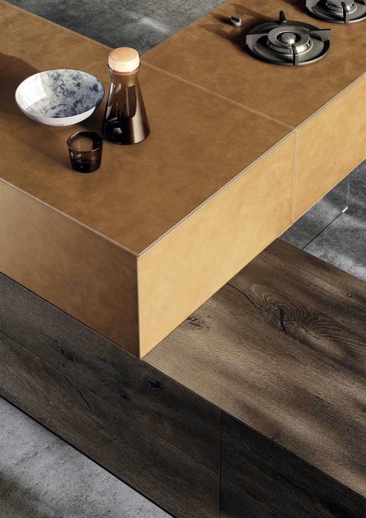 metallic glass and wood | 36e8 Metal XGlass Kitchen | LAGO