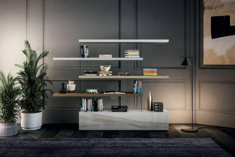 white marble floating bookcase | Air Shelving | LAGO