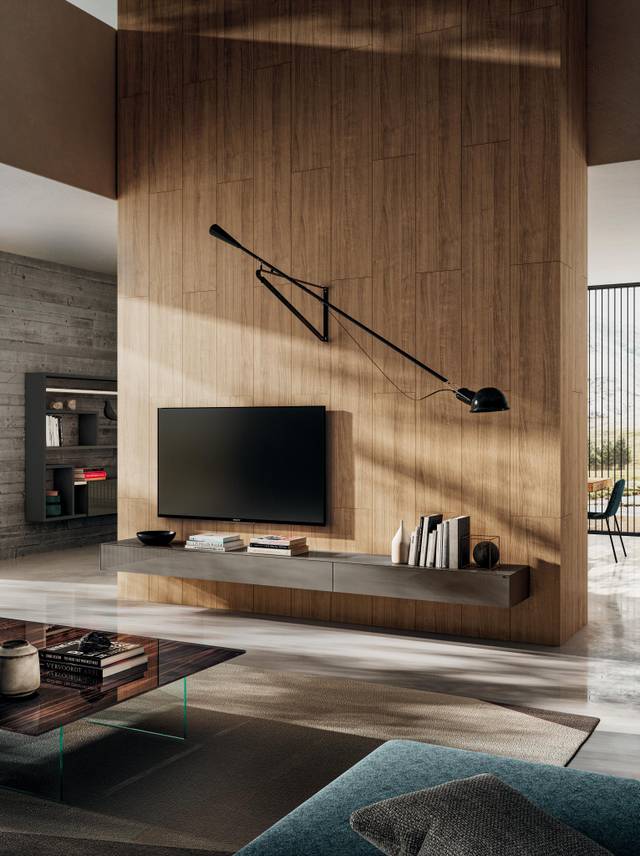 mueble tv en cristal de pared | Mueble Tv Materia | LAGO