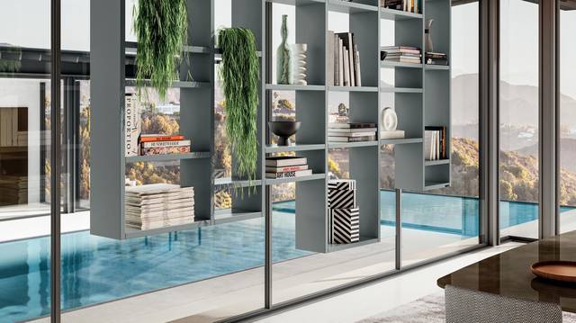 suspended grigio bookcase | 30mm Weightless Bookshelf | LAGO