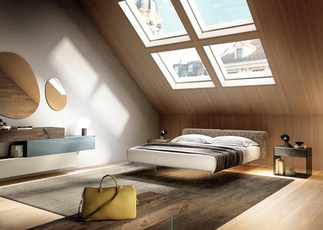 lit moderne avec tête de lit beige | Lit Air | LAGO