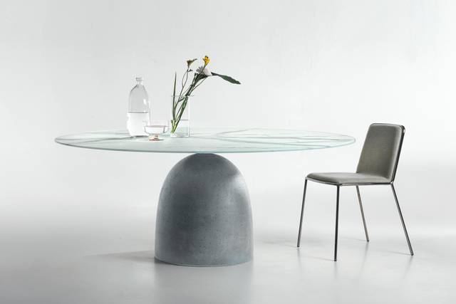 designer sculptural table with xglass marble top | Janeiro Table | LAGO
