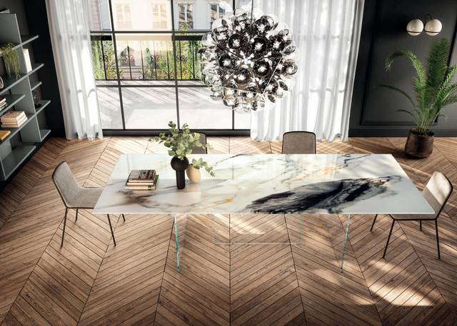 table design avec plateau fin en marbre xglass | Table Air Slim | LAGO
