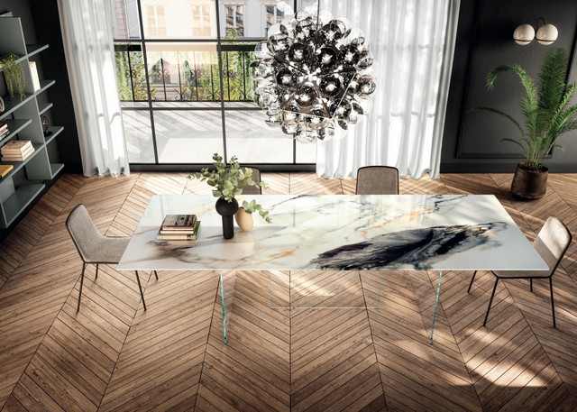 tavolo design con piano sottile in marmo xglass | Tavolo Air Slim | LAGO