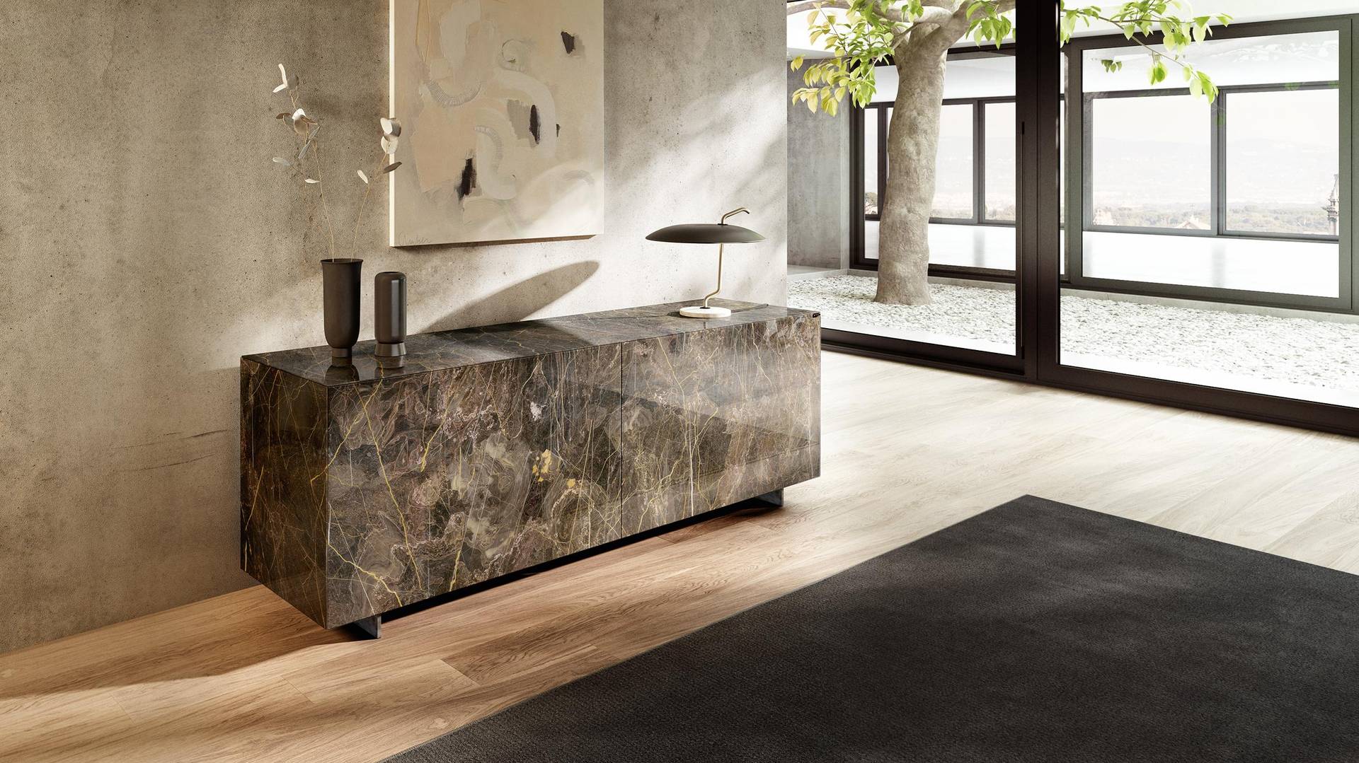 sideboard with XGlass marble finish | Plenum Sideboard | LAGO