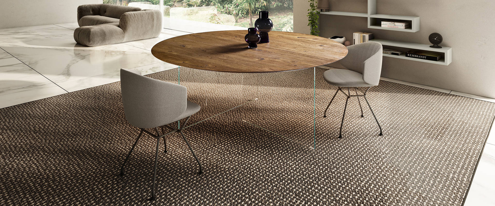 table ronde avec plateau fin et supports en verre | Table Air Slim | LAGO table ronde avec plateau fin et supports en verre | Table Air Slim | LAGO