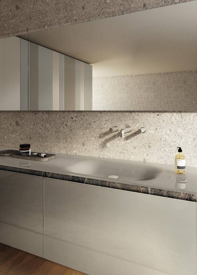 meuble de salle de bain en verre blanc avec lavabo | Lavabo 36e8 | LAGO meuble de salle de bain en verre blanc avec lavabo | Lavabo 36e8 | LAGO