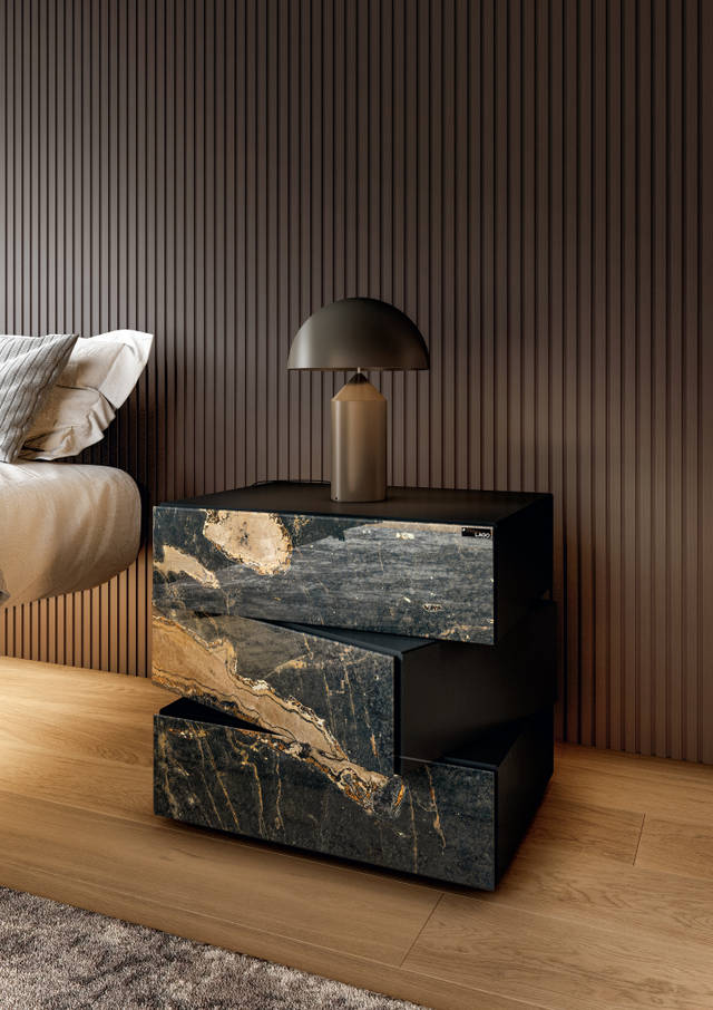 space-saving night table with three drawers | Morgana Bedside Table | LAGO