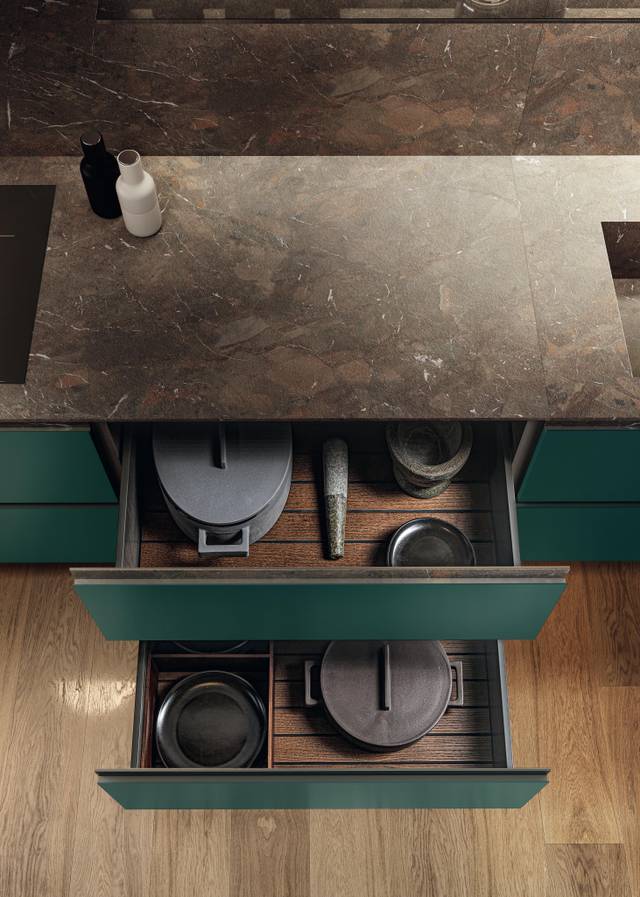 drawers with groove opening for kitchen | 36e8 Cut Kitchen | LAGO