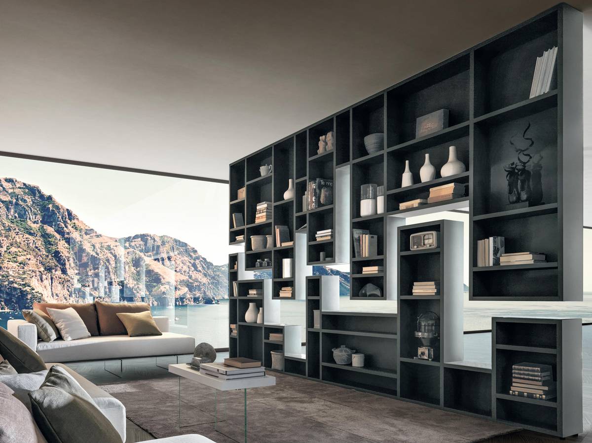 suspended black bookcase | 30mm Weightless Bookshelf | LAGO suspended black bookcase | 30mm Weightless Bookshelf | LAGO