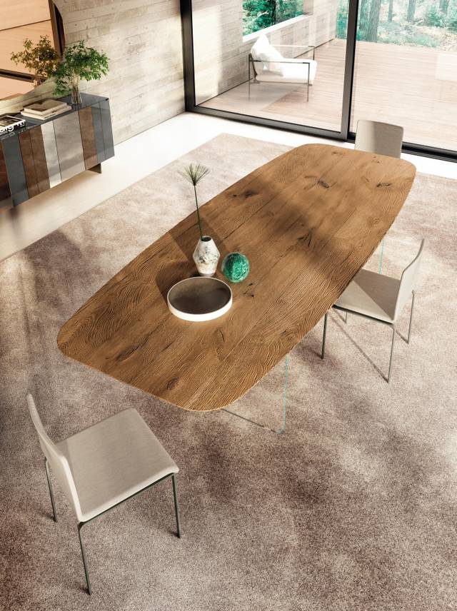 mesa de diseño de madera y cristal | Mesa Air Soft | LAGO