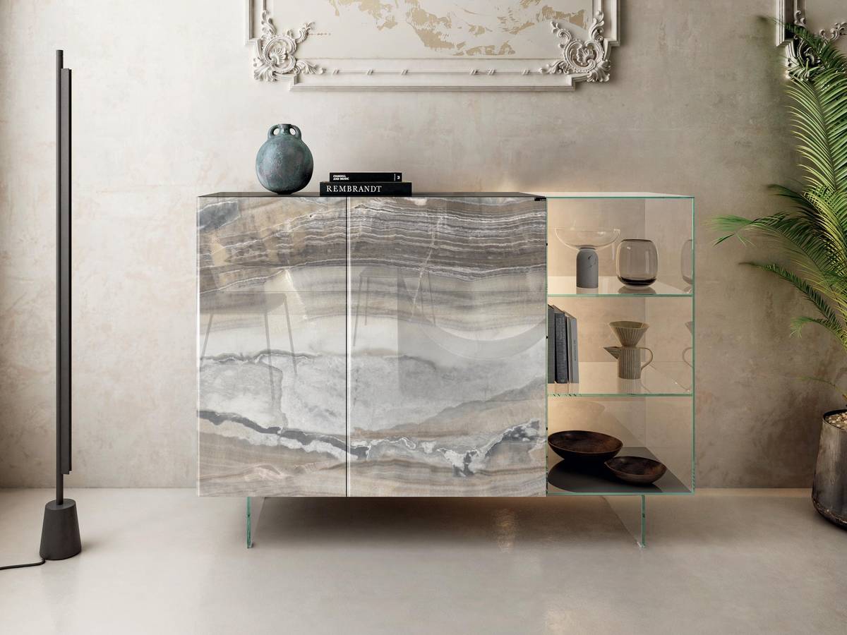 clear and grey glass sideboard | 36e8 Glass Sideboard | LAGO