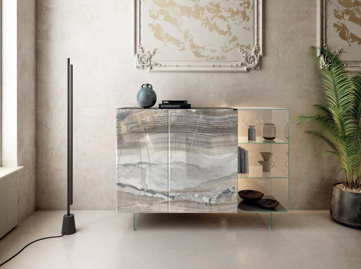 buffet verre transparente et grise | Mueble Tv 36e8 Glass | LAGO buffet verre transparente et grise | Mueble Tv 36e8 Glass | LAGO