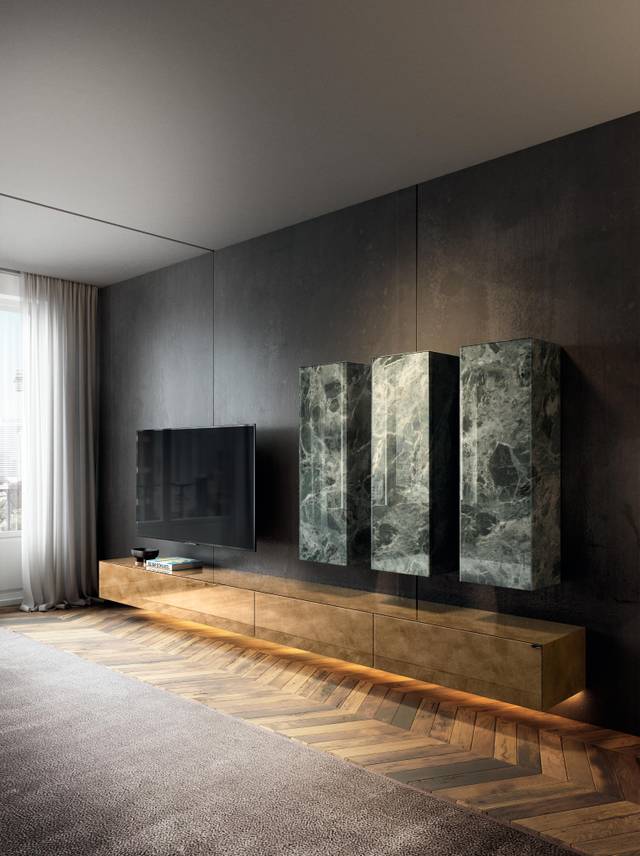 modern glass TV wall unit | Materia Wall Unit | LAGO