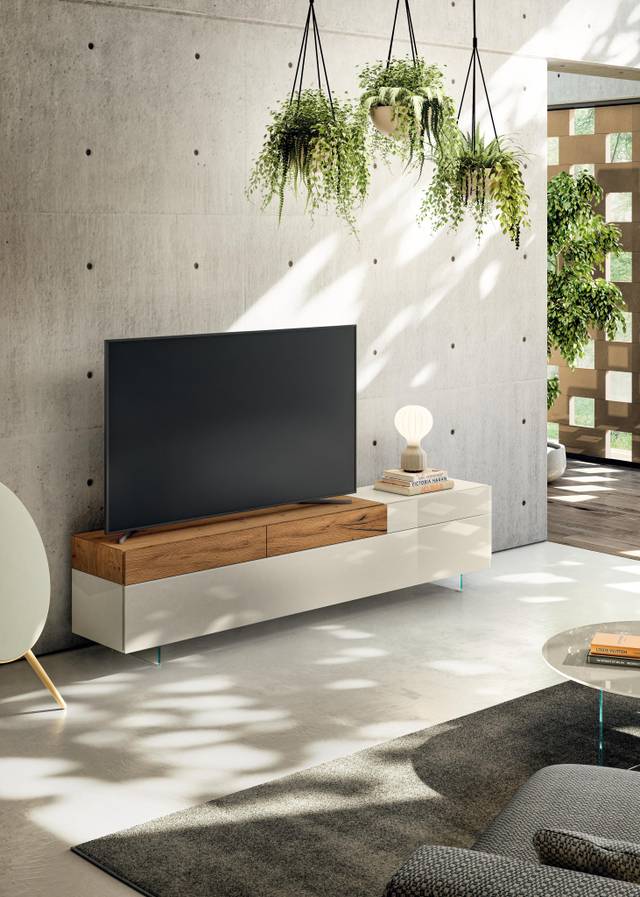 living room TV unit wood and white | 36e8 TV unit | LAGO