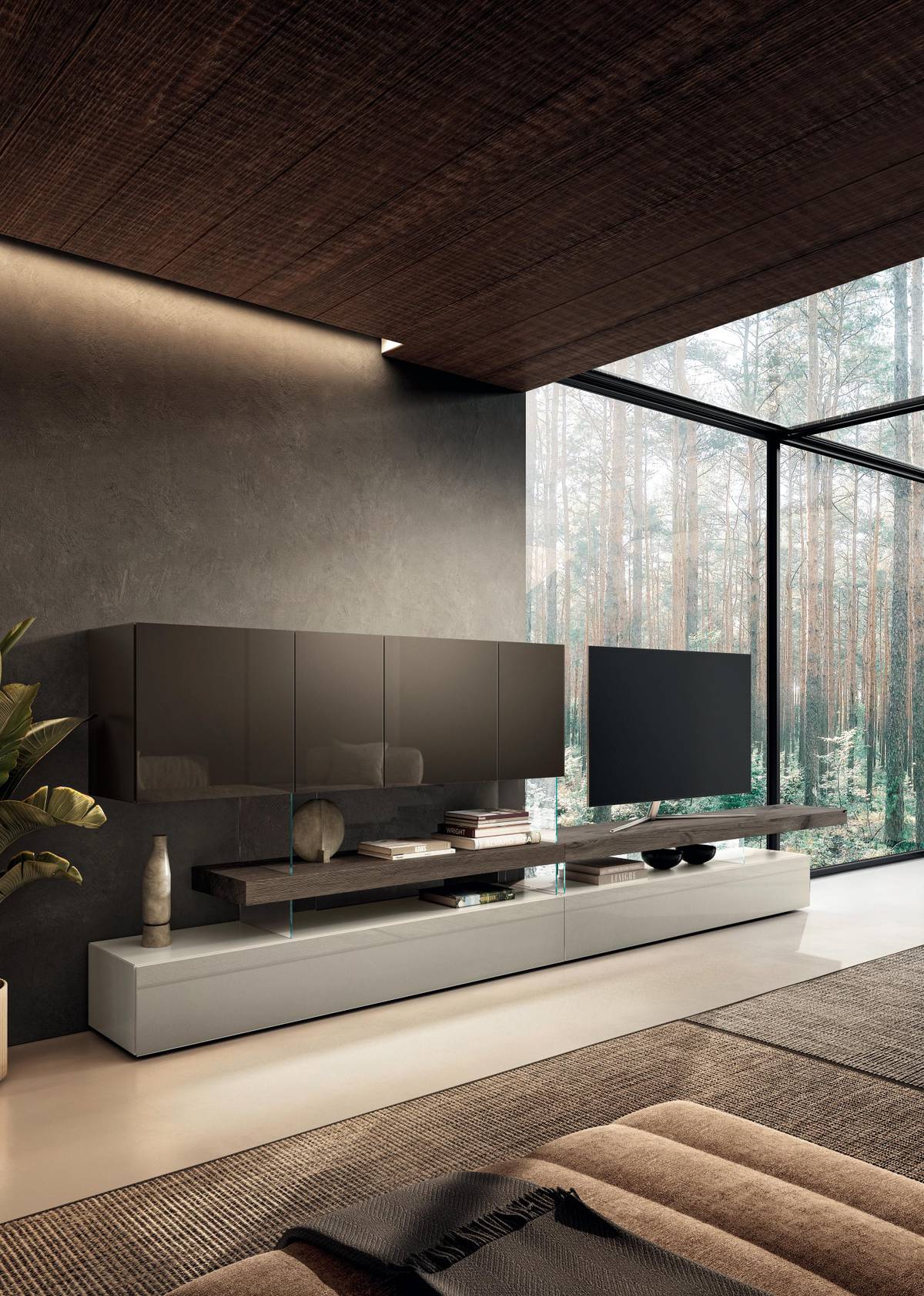 living room wall unit with storage units | Air Wall Unit | LAGO 