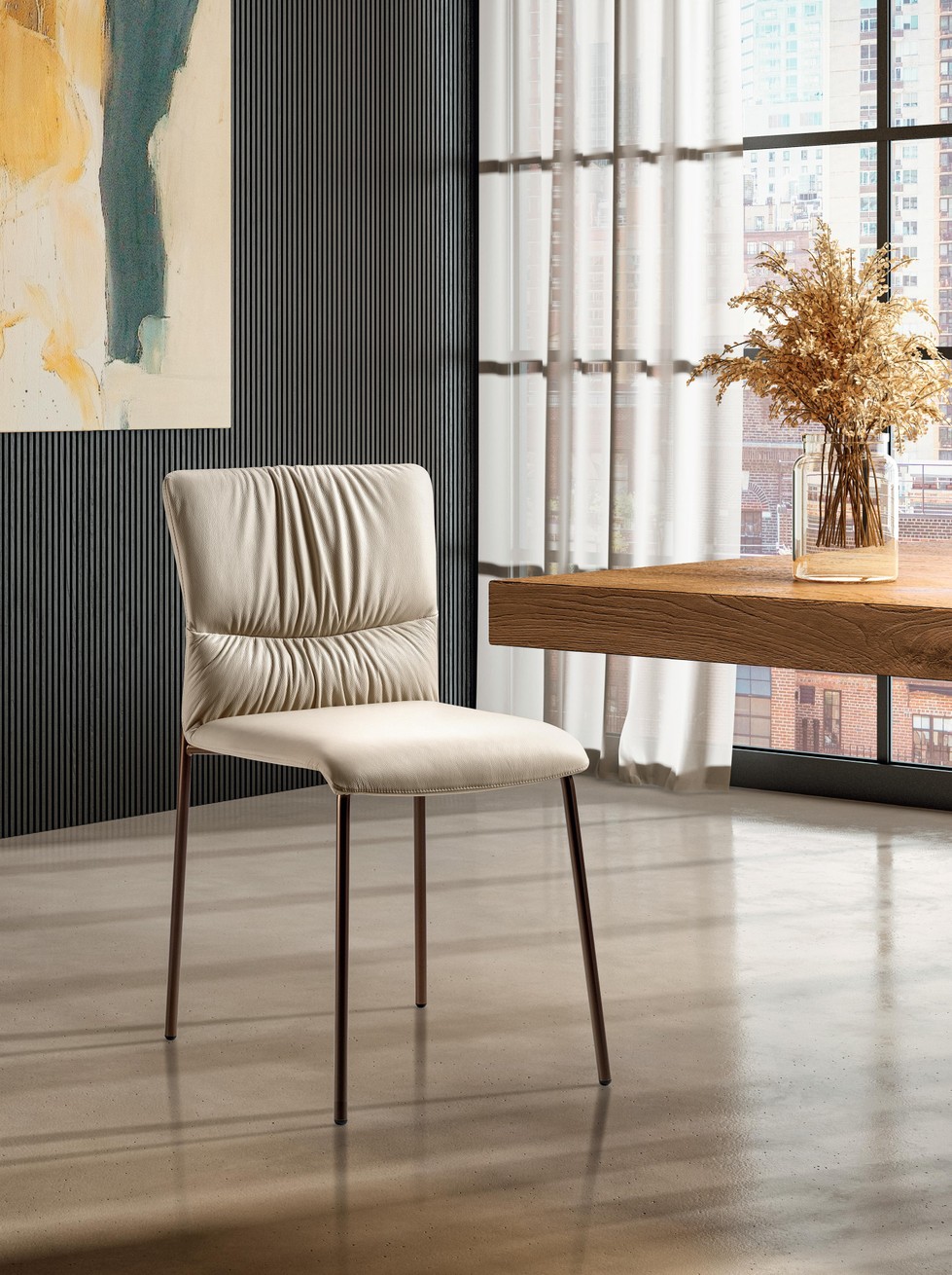 silla de cuero tapizada en blanco | Silla Woop | LAGO