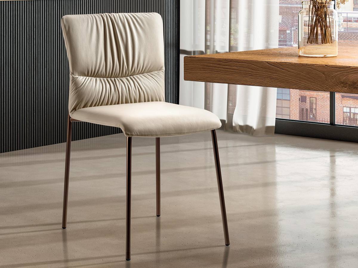 silla de cuero tapizada en blanco | Silla Woop | LAGO