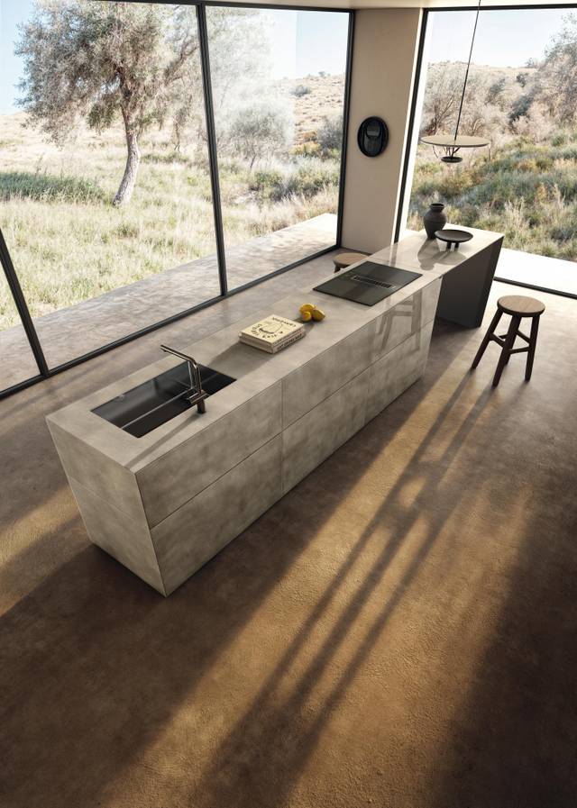 cucina ad isola in vetro per open space | Cucina 36e8 Cut | LAGO